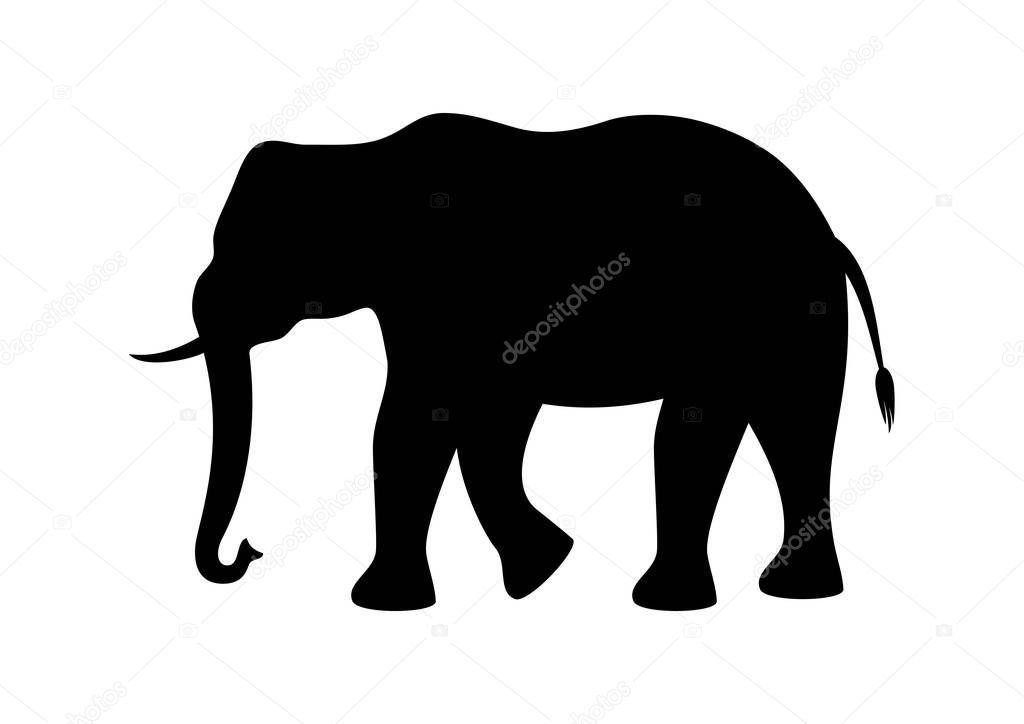 Big Elephant black silhouette vector