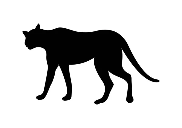 Cheetah vector silueta negro — Vector de stock