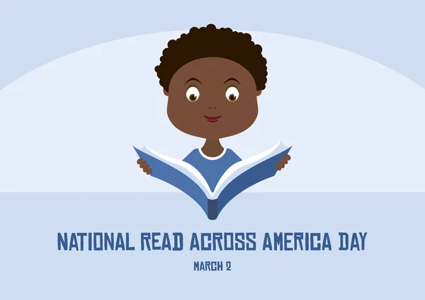 National Read America Day Vector Inglês Pequeno Leitor Com Vetor —  Vetores de Stock