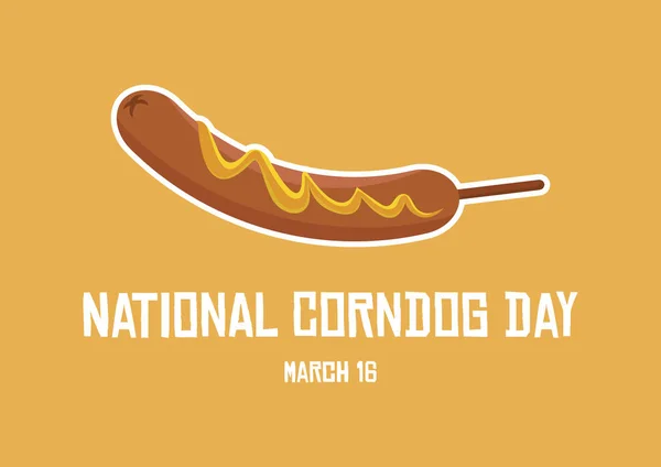 Día Nacional Corndog Vector Perro Maíz Con Icono Mostaza Vector — Vector de stock