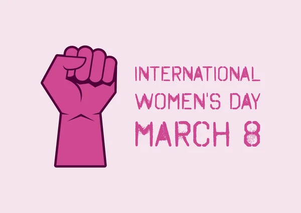 International Women Day Vector Pink Fist Icon Raised Hand Clenched — Stockový vektor