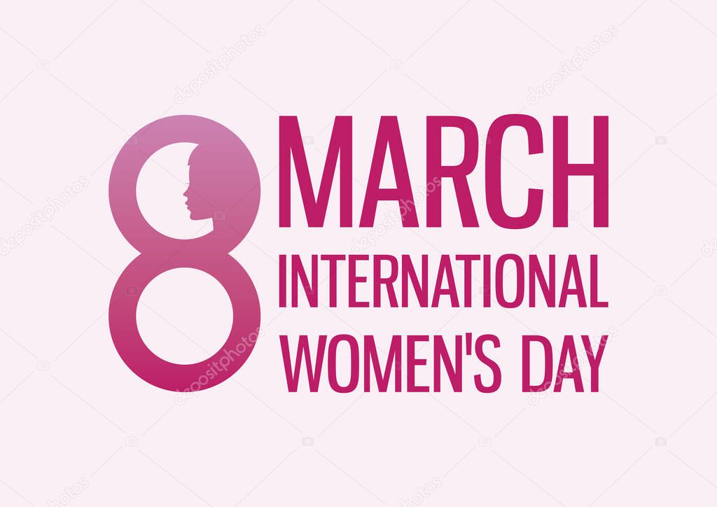 March 8 International Women's Day vector. Women's rights concept. Number eight with female face vector. Women's Day Poster, March 8. Important day