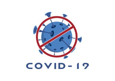 Coronavirus hastalığı COVID-2019 taşıyıcısını durdurun. Coronavirus hastalığı ikonu beyaz arka planda izole edilmiş. COVID-2019 klip sanatı. Grip virüsünü durdur