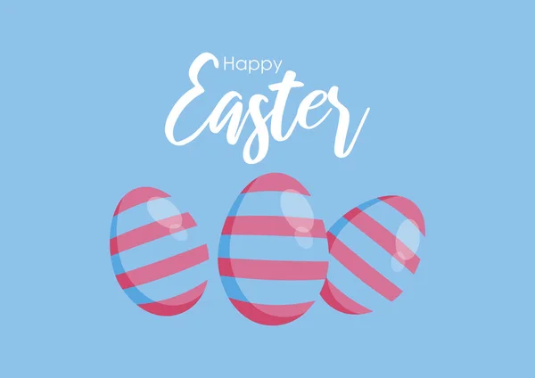 Veselé Velikonoční Přání Malovaným Vektorem Vajec Veselé Velikonoce Růžová Modrá — Stockový vektor