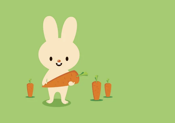Милый Кролик Собирает Вектор Моркови Милый Кролик Морковным Вектором Банни — стоковый вектор