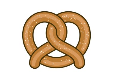 Simge vektörü. Tuzlu kraker vektörü. Tuzlu pasta ikonu. Simit beyaz arkaplanda izole edilmiş
