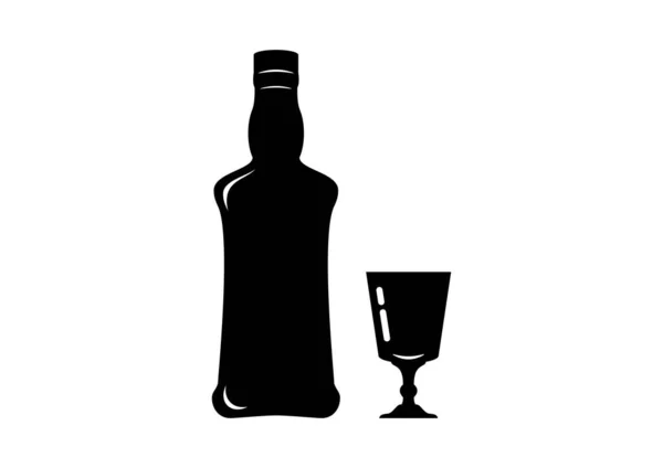 Alcohol Botella Icono Silueta Vector Botella Vidrio Aislados Sobre Fondo — Archivo Imágenes Vectoriales