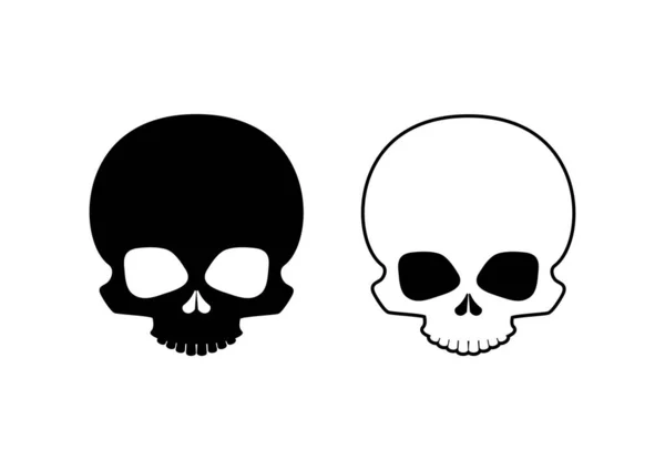 Menschlicher Schädel Icon Set Vektor Totenkopf Schwarze Silhouette Symbol Isoliert — Stockvektor