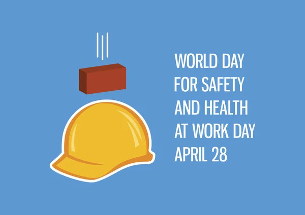 World Day for Safety and Health at Work Day vector. Accident at work vector. Yellow work helmet vector. Protective helmet icon. Falling brick icon. Important day