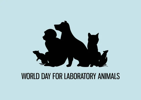 Dia Mundial Dos Animais Laboratório Vetor Animais Laboratório Vetor Silhueta —  Vetores de Stock