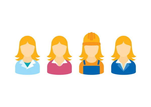 Professional Woman Occupation Icon Set Vector Female Worker Icon Set — Stock Vector