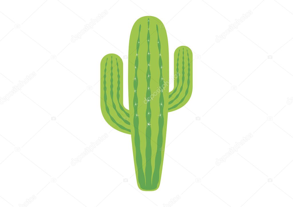 Green saguaro cactus icon vector. Fresh green cactus isolated on a white background. Green cactus with prickles clip art