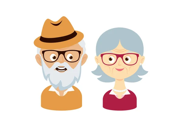 Feliz Sonriente Anciano Vector Pareja Mayor Feliz Hombre Viejo Mujer — Vector de stock