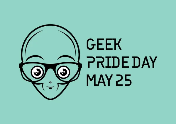 Geek Pride Day Vecteur Nerd Extraterrestre Avec Vecteur Lunettes Vert — Image vectorielle