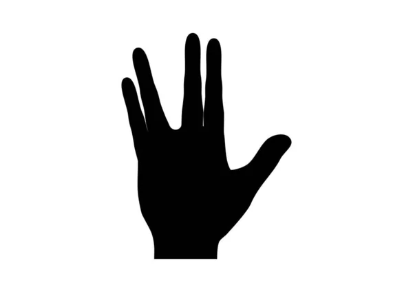 Spock手图标黑色轮廓矢量 Spock Hand Vector Gesture Spock标志着粗俗的问候图标 在白色背景上孤立的Vulcan敬礼图标 — 图库矢量图片