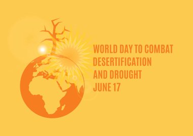 World Day to Combat Desertification and Drought vector. Ecological disaster vector illustration. Overheated planet Earth icon. Superheated planet Earth vector. Global Warming Poster. Important day clipart
