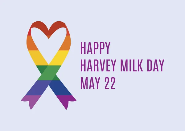 Harvey Süt Günü Vektörü Eşcinsel Lezbiyen Hakları Vektörü Gökkuşağı Kurdelesi — Stok Vektör