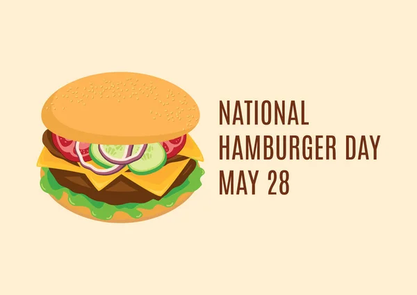 National Hamburger Day Vektor Čerstvý Masový Hamburger Zeleninovým Vektorem Velký — Stockový vektor