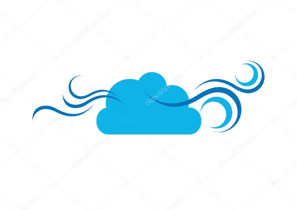 Cloud with wind icon vector. Wind graphic icon vector. Windy weather vector illustration. Blowing wind icon isolated on a white background