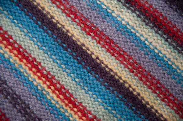 Texture Woolen Knitted Striped Multicolored Sweater — Stock Photo, Image