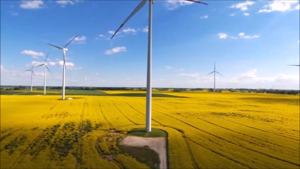 Technologie Éolienne Éolienne Vue Aérienne Par Drone Sur Énergie Éolienne — Video