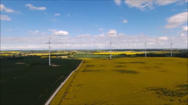 Szélmalmok Szélenergia Technológia Légi Drón Nézet Szélenergia Turbinák Szélmalom Energiatermelés — Stock videók