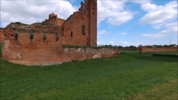 Castello Teutonico Medievale Radzyn Chelminski Polonia — Video Stock