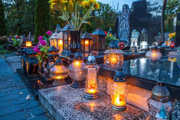 Candles Burning At a Cemetery