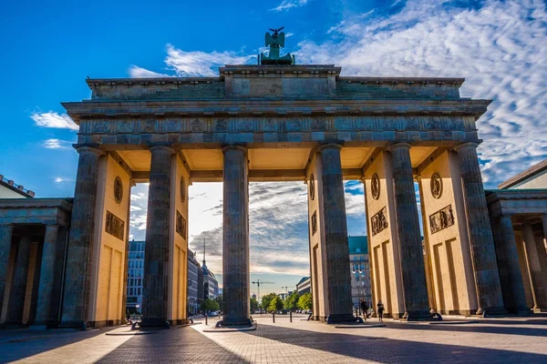 Brandenburger Tor Berlijn Bij Zonsopgang Duitsland — Stockfoto