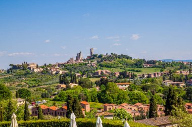 San Gimignano şehir manzarası ve Ortaçağ towerstuscany, İtalya, Europe.