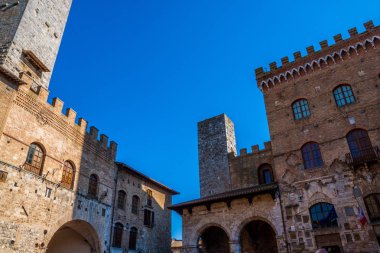 Görünüm San Gimignano ortaçağ köyü, Toskana, İtalya