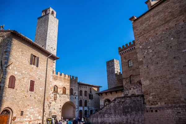 Kijk Architectuur Van San Gimignano Dorp Toscane Italië — Stockfoto