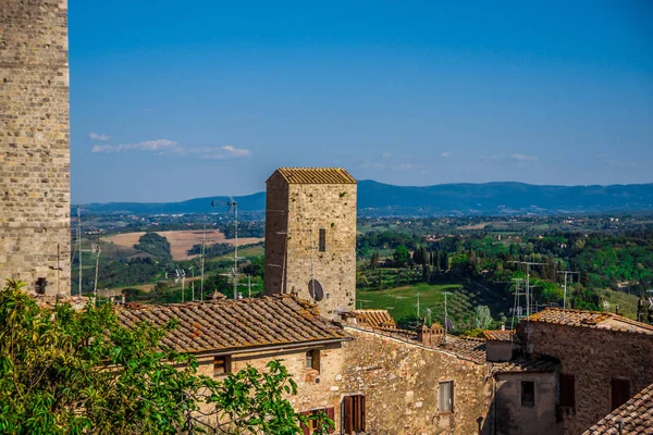 Uitzicht San Gimignano Middeleeuwse Dorp Toscane Italië — Stockfoto