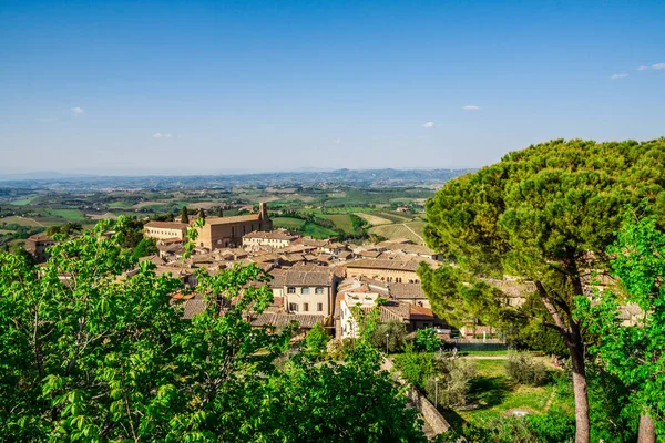 Vista San Gimignano Medieval Village Toscana Italia —  Fotos de Stock