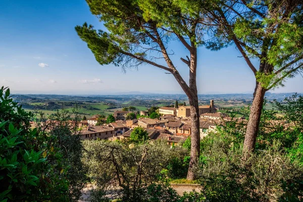 Vista San Gimignano Medieval Village Toscana Italia —  Fotos de Stock