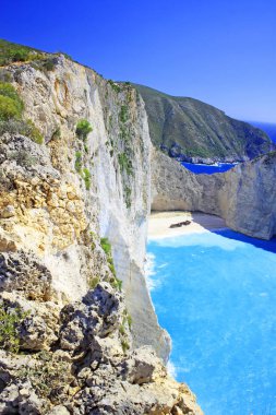 İnanılmaz Navagio beach, Zakynthos island, Yunanistan