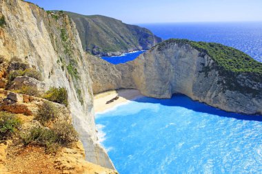 İnanılmaz Navagio beach, Zakynthos island, Yunanistan