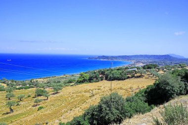 Navagio Beach Zakynthos, Yunanistan için havadan görünümü