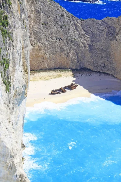 Úžasná Pláž Navagio Ostrov Zakynthos Řecko — Stock fotografie