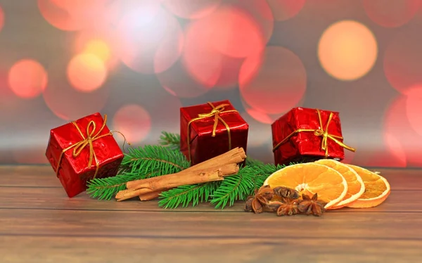 Kruiden Gedroogde Sinaasappelen Met Kerstmis Frame — Stockfoto