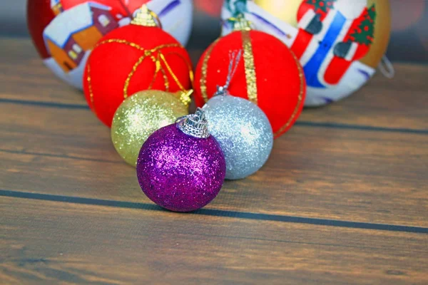 Gros Plan Sur Les Décorations Colorées Noël — Photo