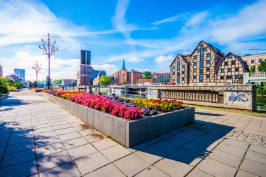 Old Town ve tahıl ambarları Brda ırmak, Bydgoszcz, Polonya