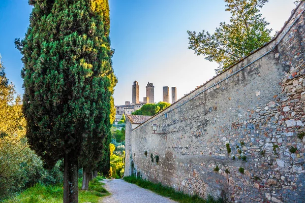 Zobrazit Architektuře San Gimignano Village Toskánsko Itálie — Stock fotografie