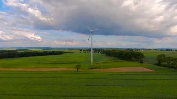 Windmill Wind Power Technology Aerial Drone View Wind Power Turbine — Stock Video