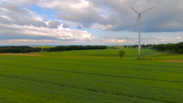 Windrad Windkrafttechnologie Drohnenblick Auf Windkraft Turbine Windrad Energieerzeugung — Stockvideo