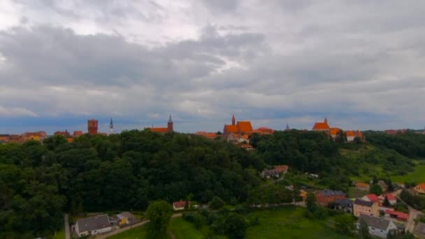 Luchtfoto Oude Stad Chelmno Polen — Stockvideo