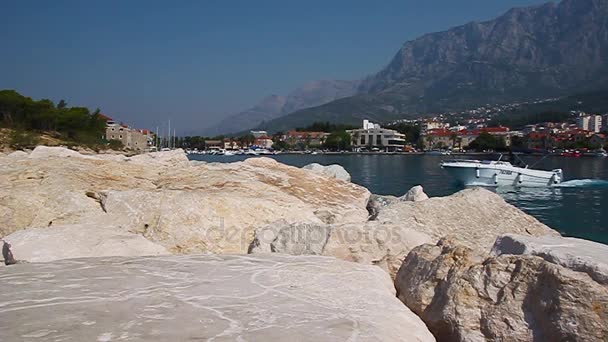 Widok Port Makarskiej Domów Chorwacja — Wideo stockowe