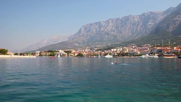 Vista Del Puerto Makarska Con Casas Croacia — Vídeos de Stock