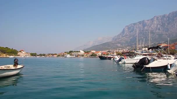 Makarska Liman Evleri Hırvatistan Ile Görünümünü — Stok video