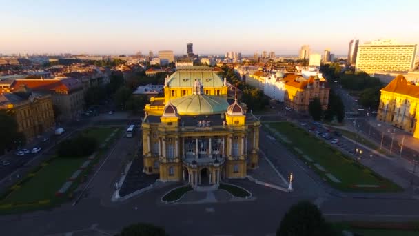 Teatro Nacional Croata Zagreb Croacia — Vídeos de Stock